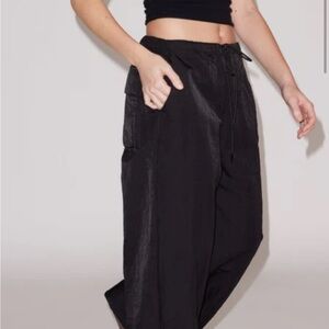 local european nylon multi pocket pant black